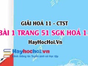 Giải bài 1 trang 51 Hoá 11 SGK Chân trời sáng tạo